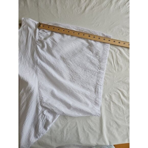 Levi's Blouse Womens 3X White Seersucker Boxy 3/4 Sleeve Slouchy Button Oversize - Picture 6 of 16